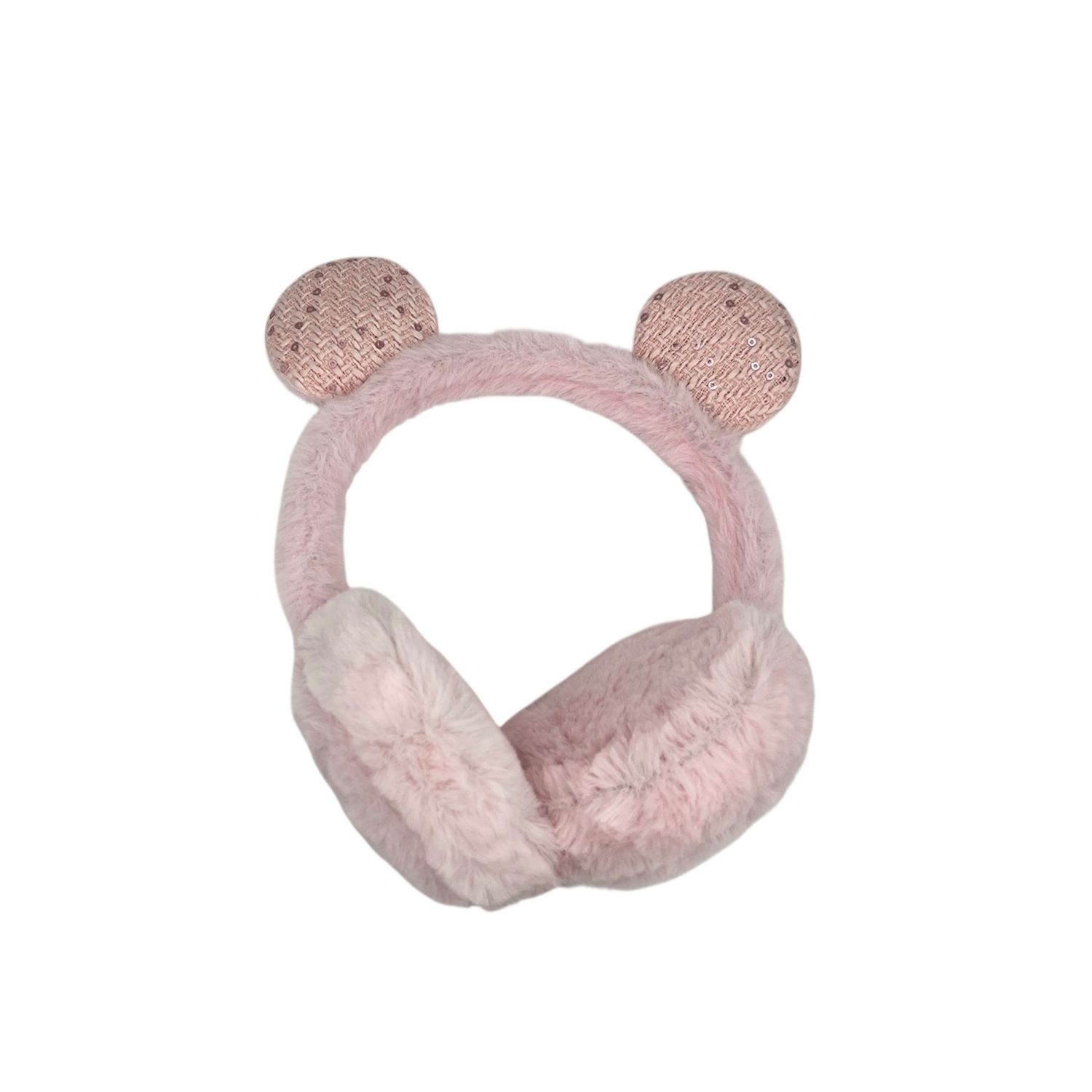 Oorwarmers kind - winter - warm - meisjes - roze - berenoortjes - met pailletten