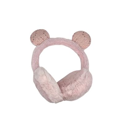Oorwarmers kind - winter - warm - meisjes - roze - berenoortjes - met pailletten