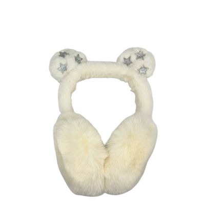 Oorwarmers kind - winter - warm - meisjes - oortjes - beige/crème - zilveren sterretjes