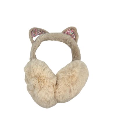 Oorwarmers kind - winter - warm - meisjes - beige - kattenoortjes - met glitter sterretjes