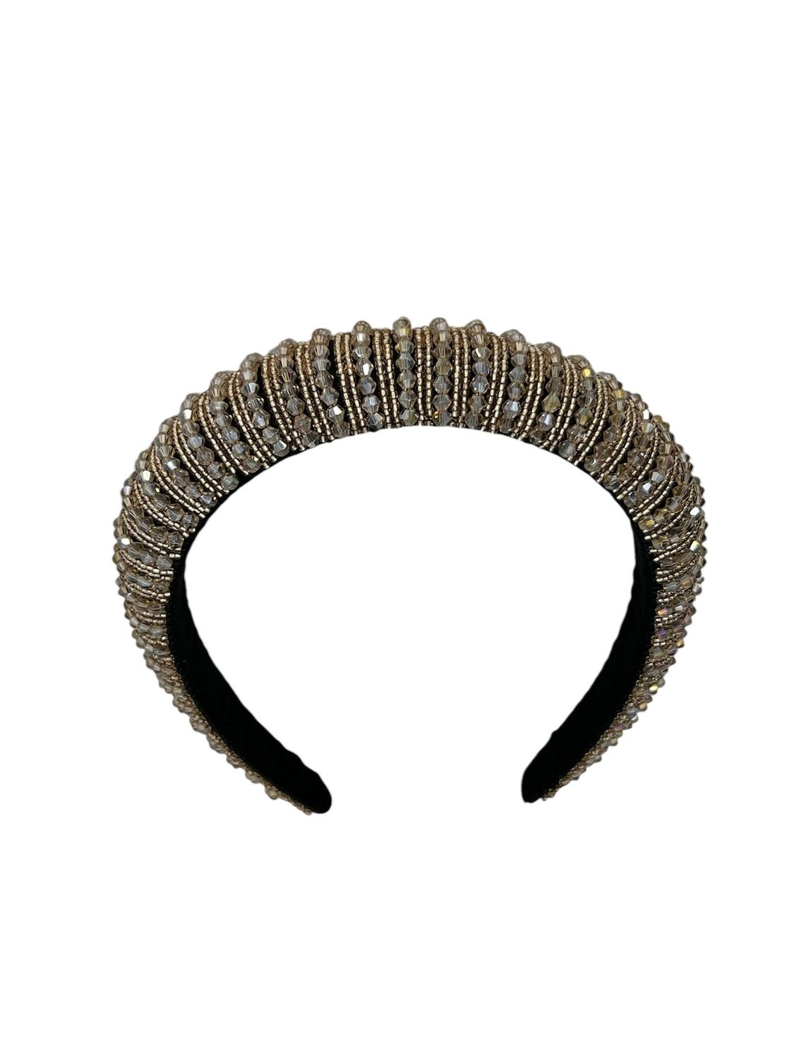 Diadeem - haarband - haaraccessoire - kinderen - volwassenen - kerst - feestdagen - kralen - glitters - glimmend - taupe/goud