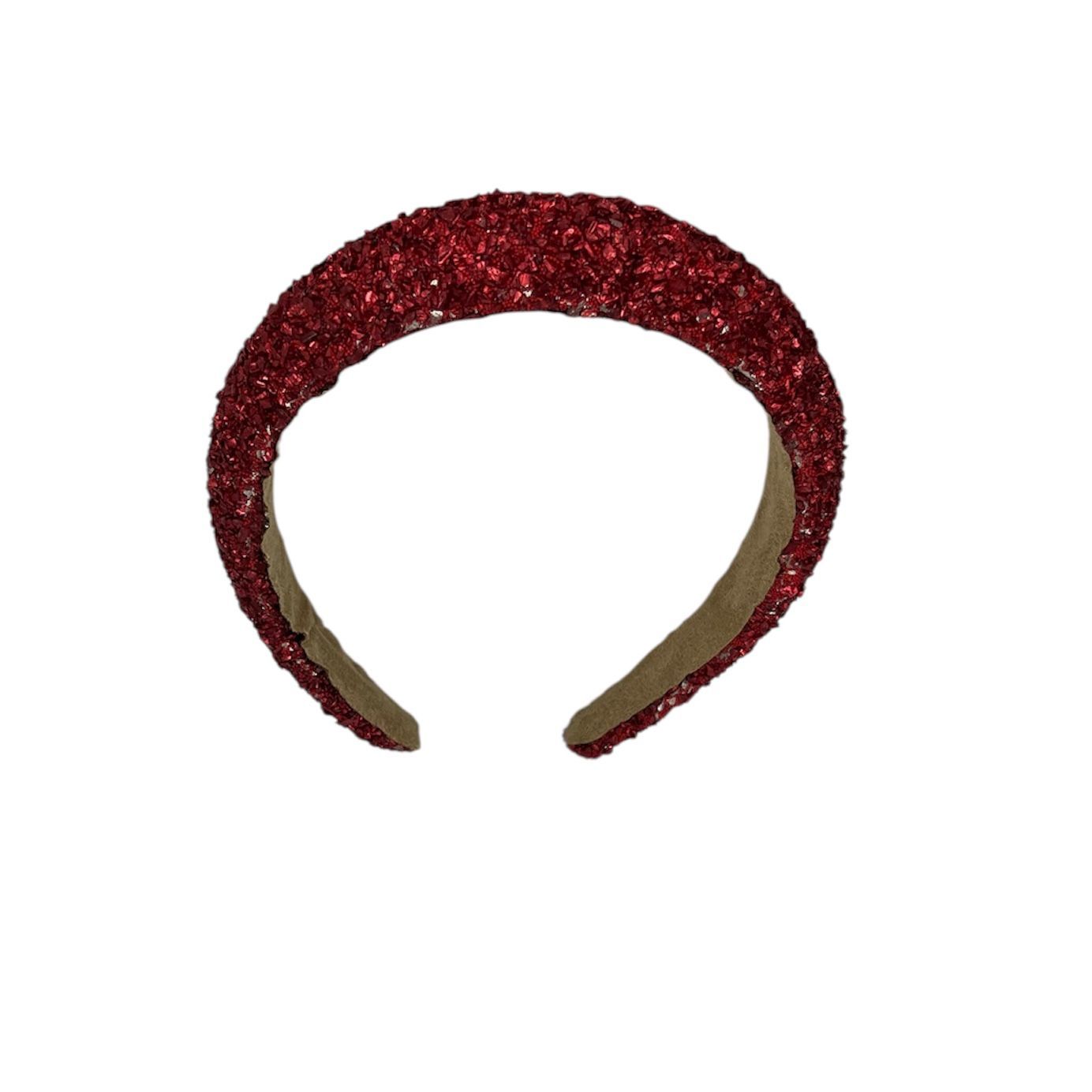 Diadeem - haarband - haaraccessoire - kinderen - volwassenen - kerst - feestdagen - chunky - glitters - glimmend - rood