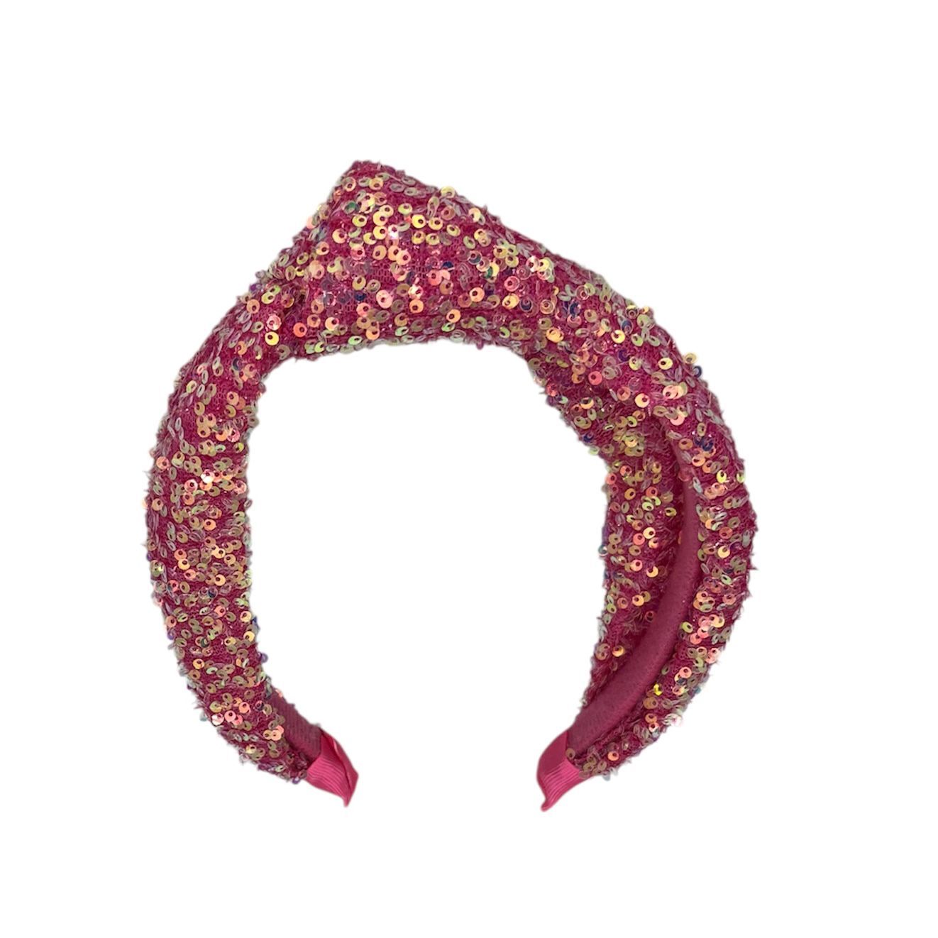 Diadeem - haarband - haaraccessoire - kinderen - volwassenen - kerst - feestdagen - pailletten - glimmend - met knoop - roze