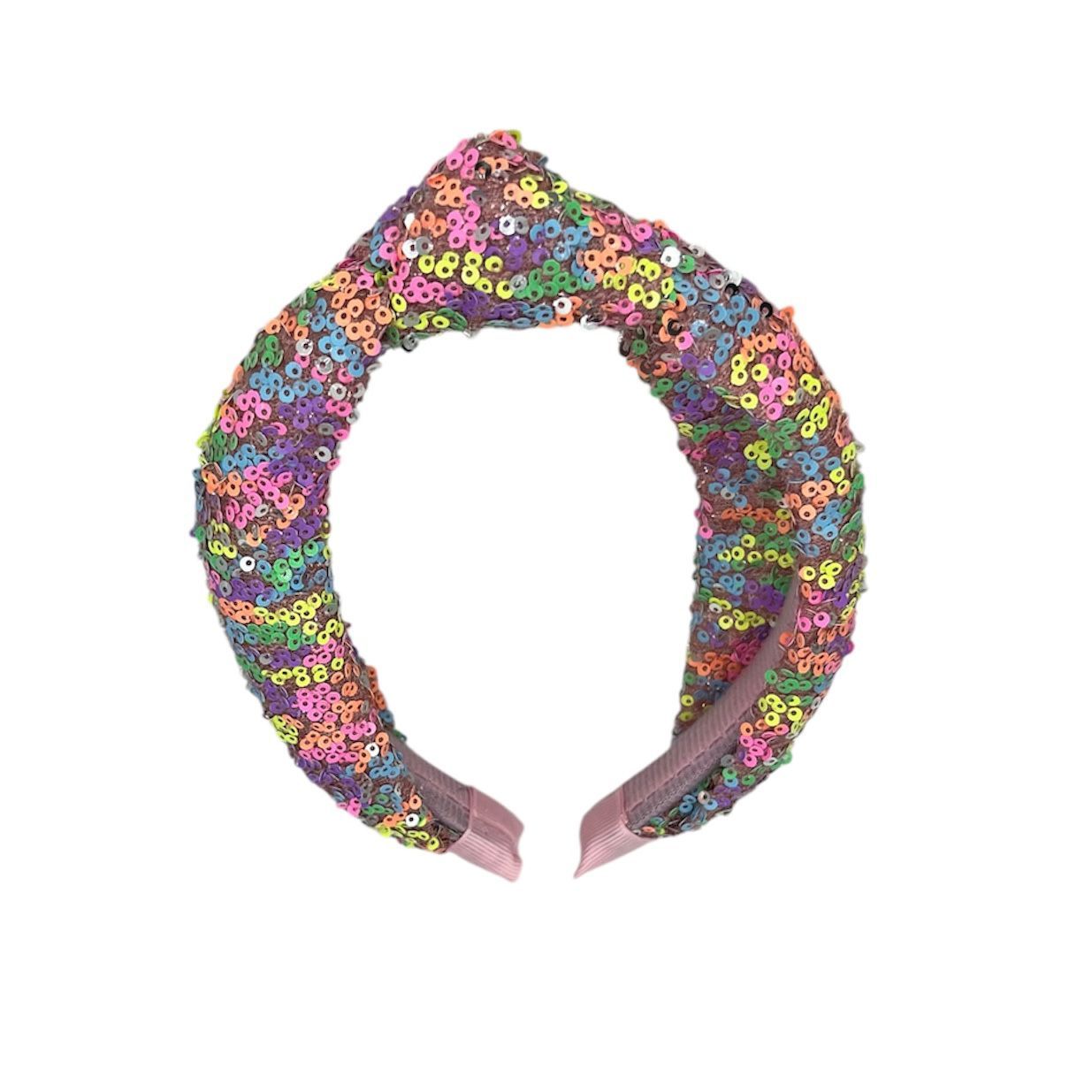 Diadeem - haarband - haaraccessoire - kinderen - volwassenen - kerst - feestdagen - pailletten - glimmend - met knoop - rainbow