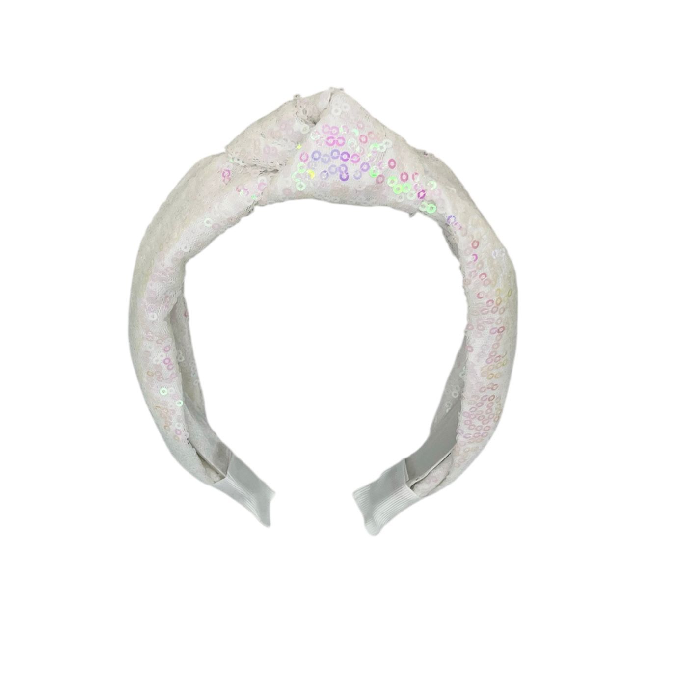 Diadeem - haarband - haaraccessoire - kinderen - volwassenen - kerst - feestdagen - pailletten - glimmend - met knoop - wit