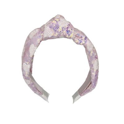 Diadeem - haarband - haaraccessoire - kinderen - volwassenen - kerst - feestdagen - pailletten - glimmend - met knoop - wit/roze