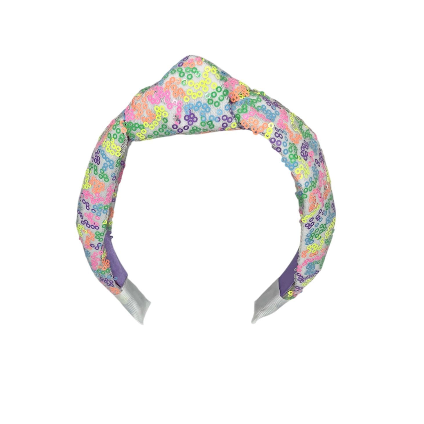 Diadeem - haarband - haaraccessoire - kinderen - volwassenen - kerst - feestdagen - pailletten - glimmend - met knoop - rainbow