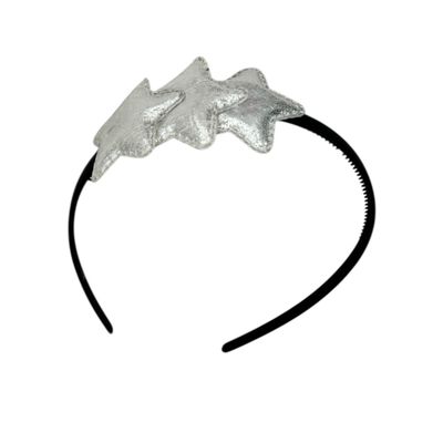 Diadeem met sterretjes - kerstcollectie - glimmend - ster – zilver - zwarte diadeem