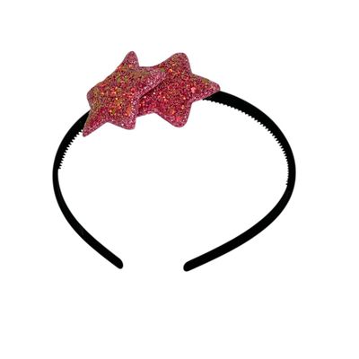 Diadeem met sterretjes - kerstcollectie - glitters - ster - roze