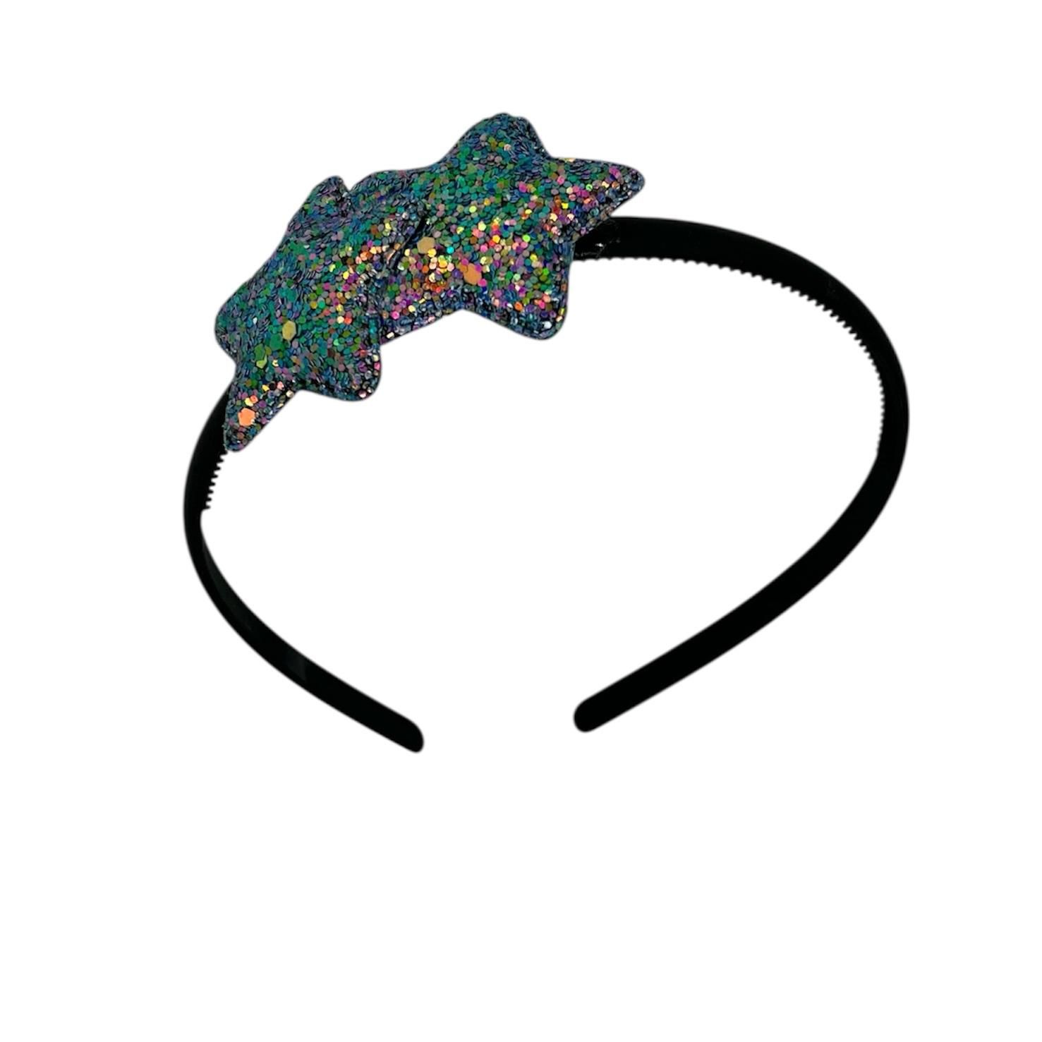 Diadeem met sterretjes - kerstcollectie - glitters - ster - blauw