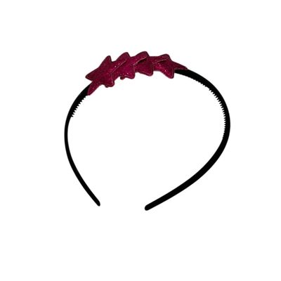Diadeem met sterretjes - kerstcollectie - glitters - ster - roze - zwarte diadeem