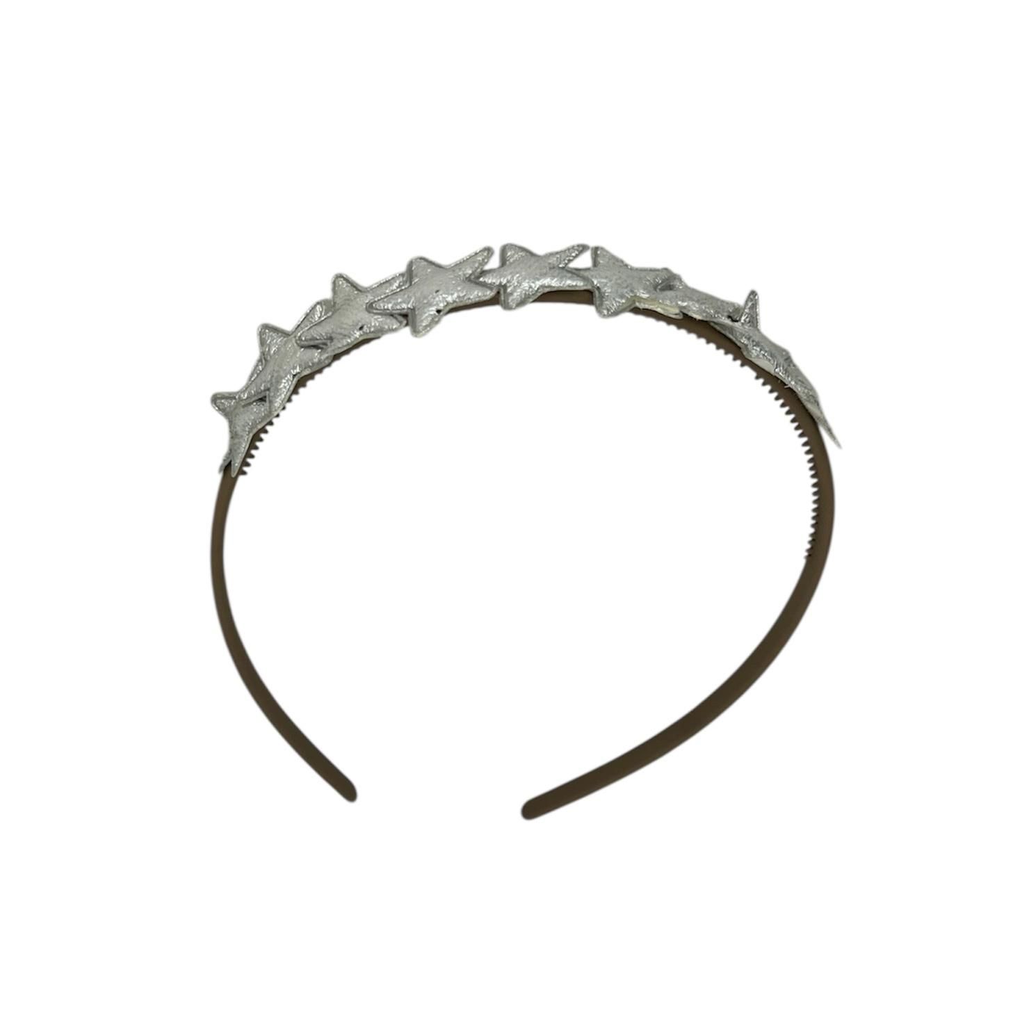 Diadeem met sterretjes - kerstcollectie - glitters - ster – zilver — Zwarte diadeem