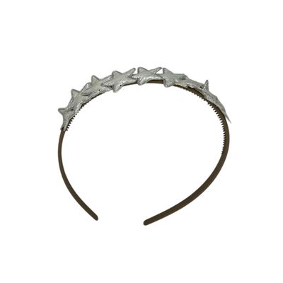 Diadeem met sterretjes - kerstcollectie - glitters - ster – zilver — Zwarte diadeem