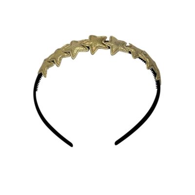 Diadeem met sterretjes - kerstcollectie - glitters - ster – goud — Zwarte diadeem