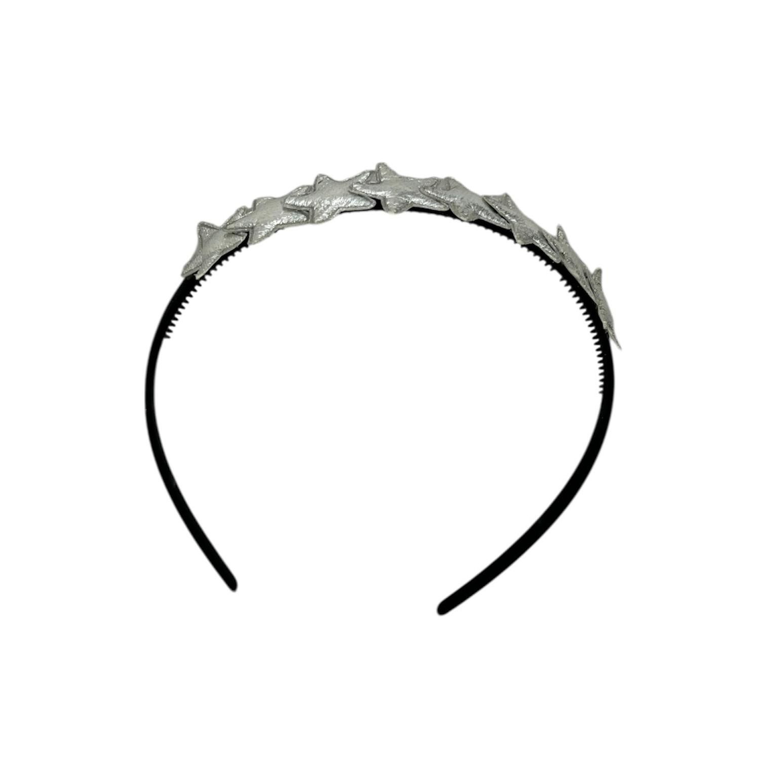 Diadeem met sterretjes - kerstcollectie - glitters - ster – zilver — Khaki diadeem