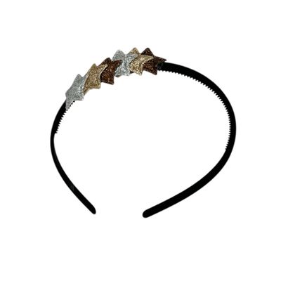 Diadeem met sterretjes - kerstcollectie - glitters - ster - bruin - goud - zilver