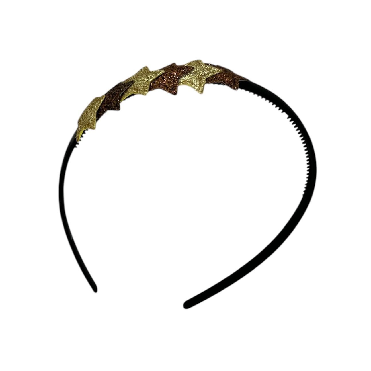 Diadeem met sterretjes - kerstcollectie - glitters - ster - bruin - goud