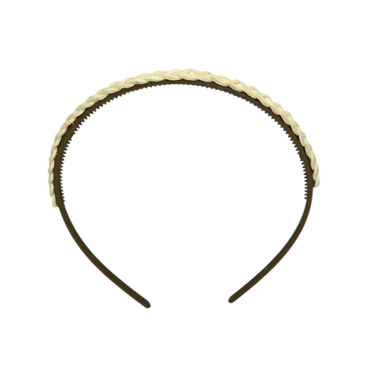 Diadeem leather braid - vlechtvorm - khaki kleur diadeem – beige/creme