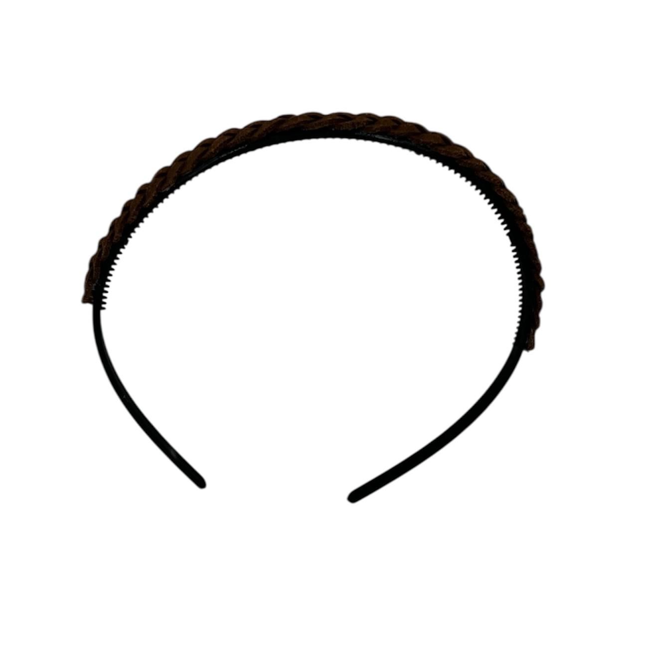 Diadeem leather braid - vlechtvorm - zwarte kleur diadeem – donkerbruin