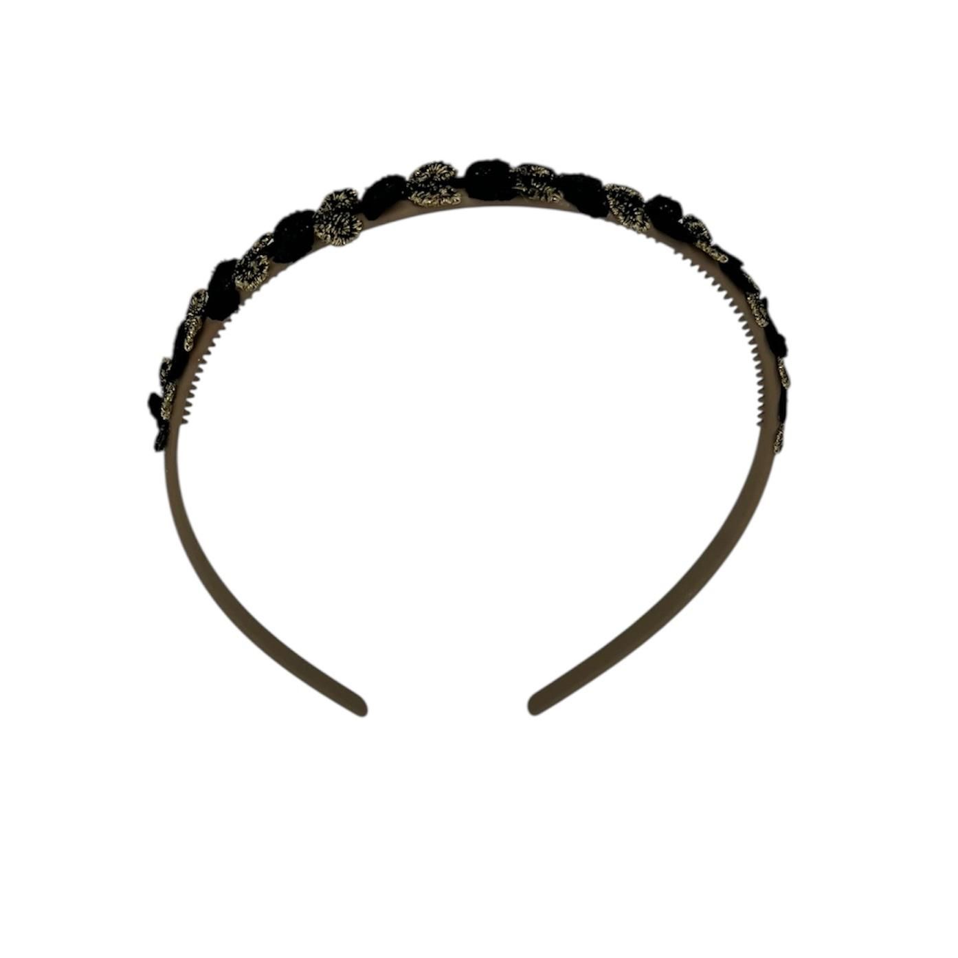 Diadeem flower - kleine hartjes - khaki kleur diadeem – zwart en goud