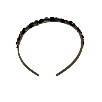 Diadeem flower - kleine hartjes - khaki kleur diadeem – zwart en goud