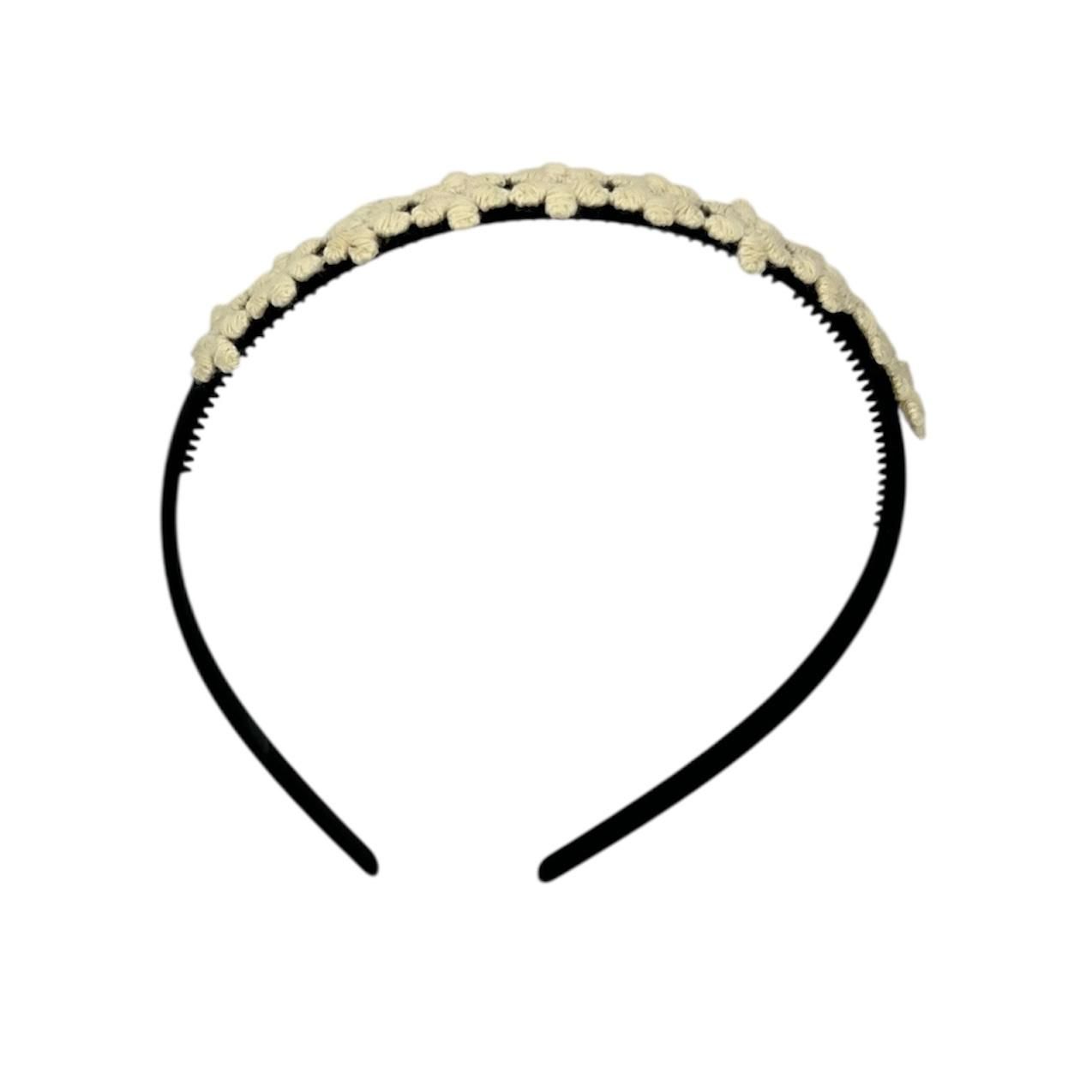 Diadeem flower - kleine bloemetjes - zwarte kleur diadeem – licht gele bloemen