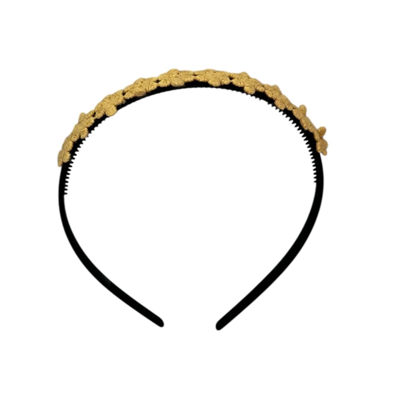 Diadeem flower - kleine bloemetjes - zwarte kleur diadeem – oranje/bruine bloemen