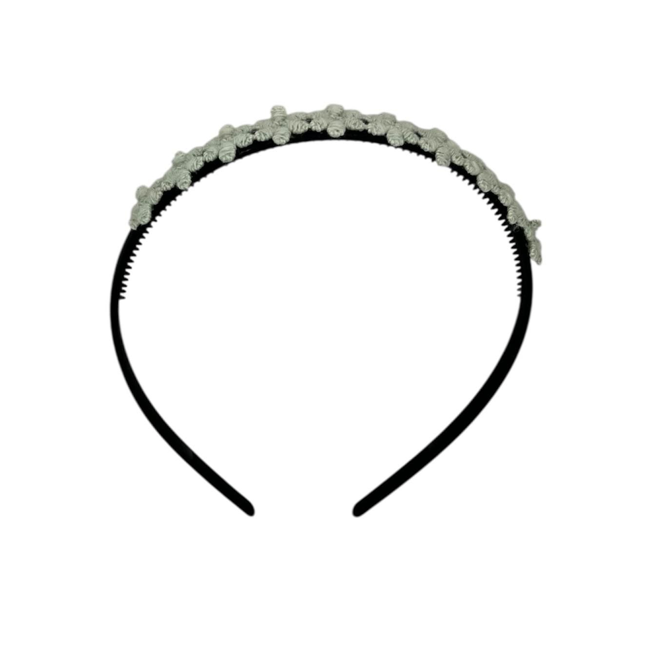 Diadeem flower - kleine bloemetjes - zwarte kleur diadeem – groene bloemen