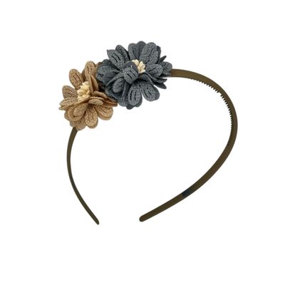 Diadeem blossem - bloemen - flower - khaki kleur diadeem - khaki/grijs