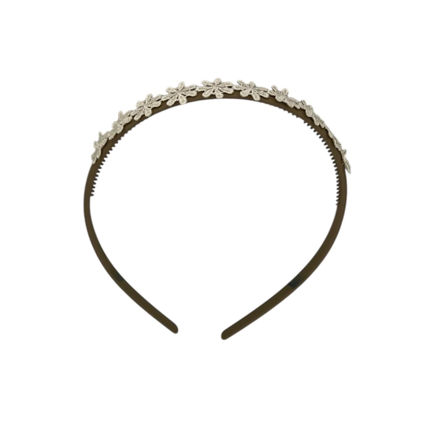 Diadeem flower - kleine bloemetjes - khaki kleur diadeem – beige bloemen