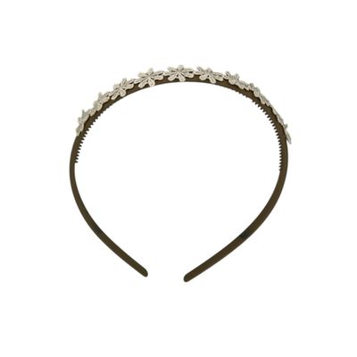 Diadeem flower - kleine bloemetjes - khaki kleur diadeem – beige bloemen