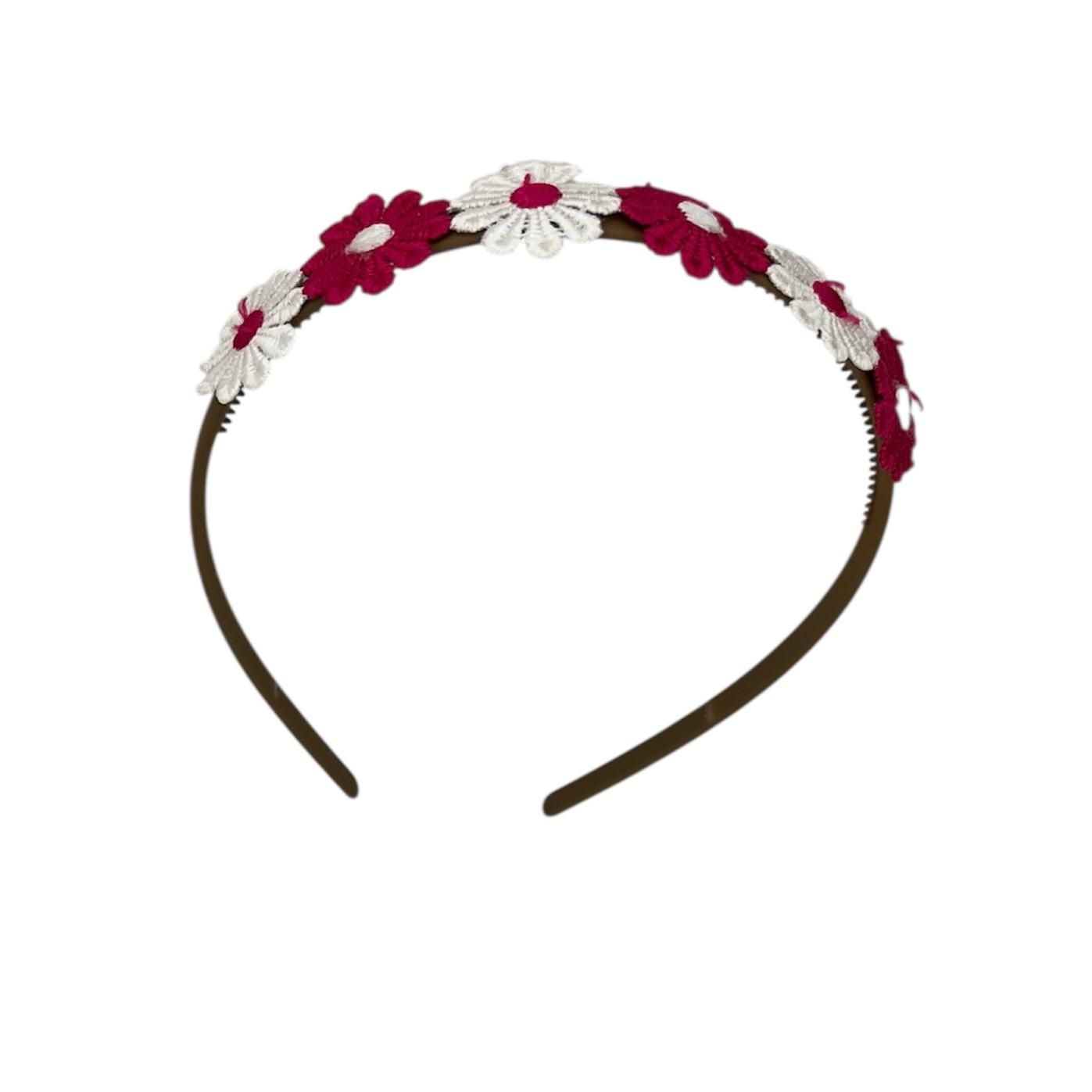 Diadeem - haarband - madeliefjes - roze/wit - bloemen - bloemetjes