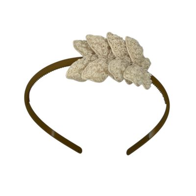 Diadeem met vlinders - khaki diadeem - teddy - beige
