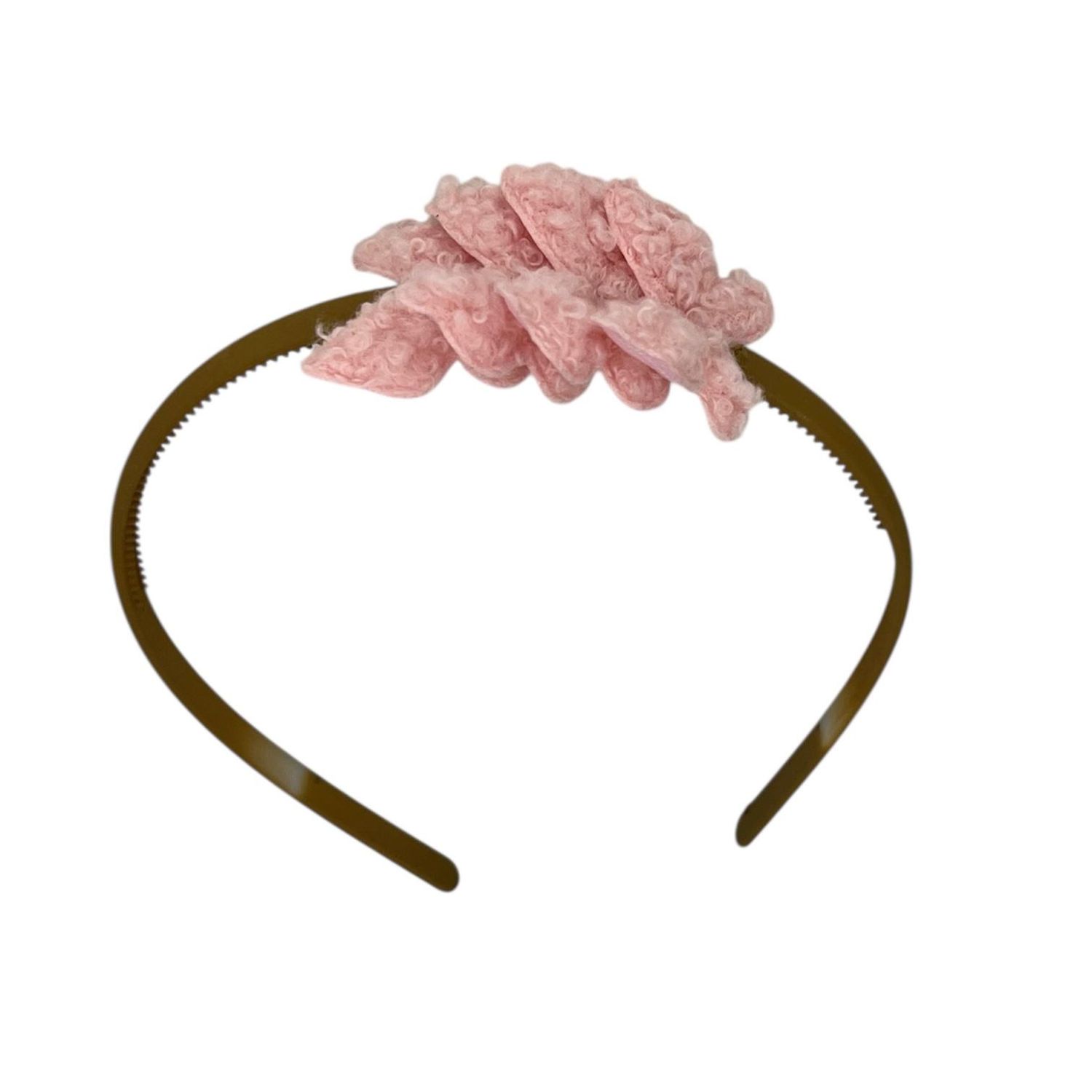Diadeem met vlinders - khaki diadeem - teddy - lichtroze