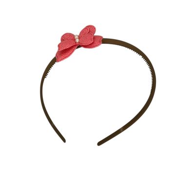 Diadeem met vlinder - khaki diadeem - velvet - roze