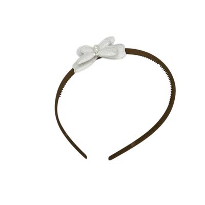 Diadeem met vlinder - khaki diadeem - velvet - wit