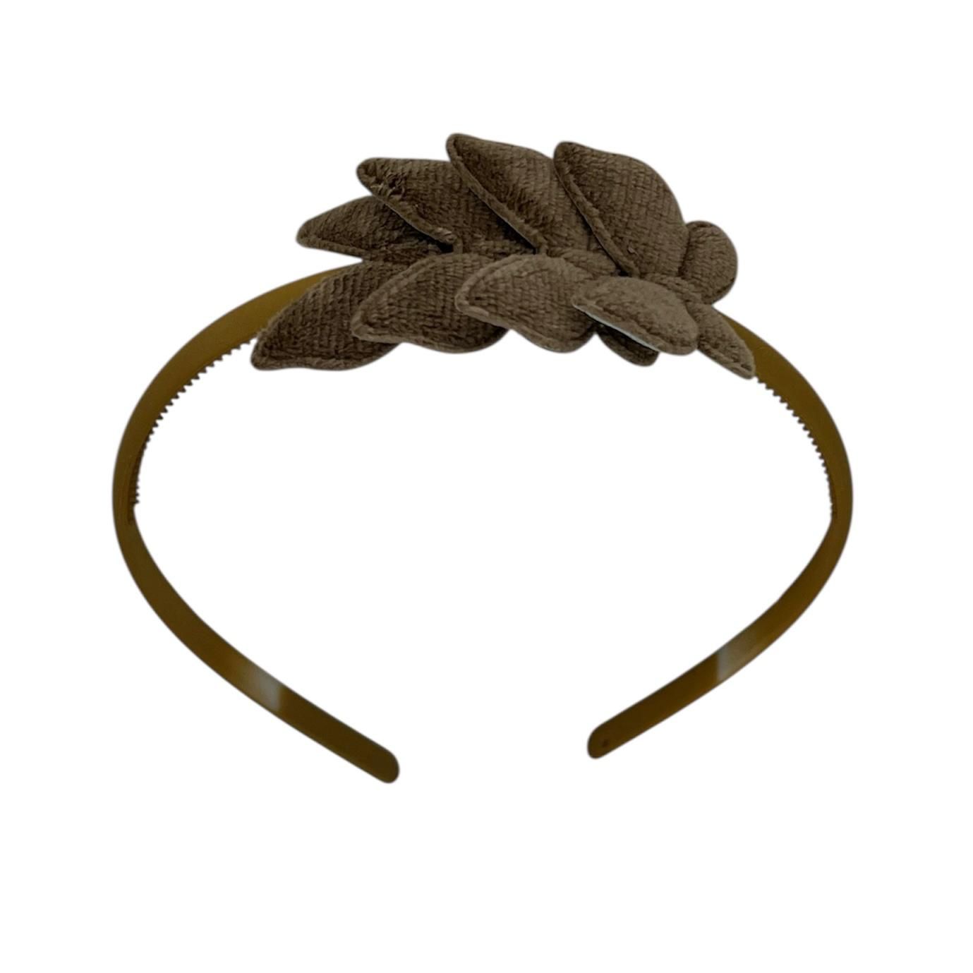 Diadeem met vlinders - khaki diadeem - velvet - grijs/bruin