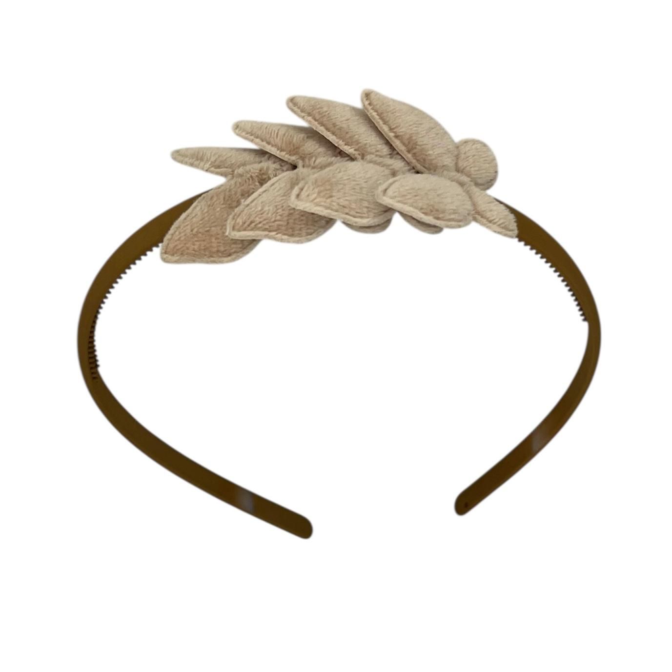 Diadeem met vlinders - khaki diadeem - velvet - beige