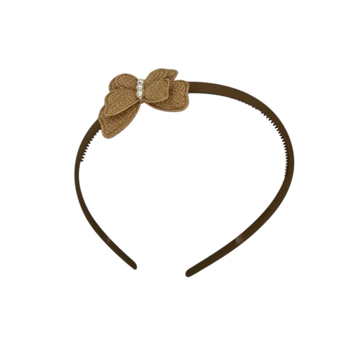 Diadeem met vlinder - khaki diadeem - velvet - khaki/bruin