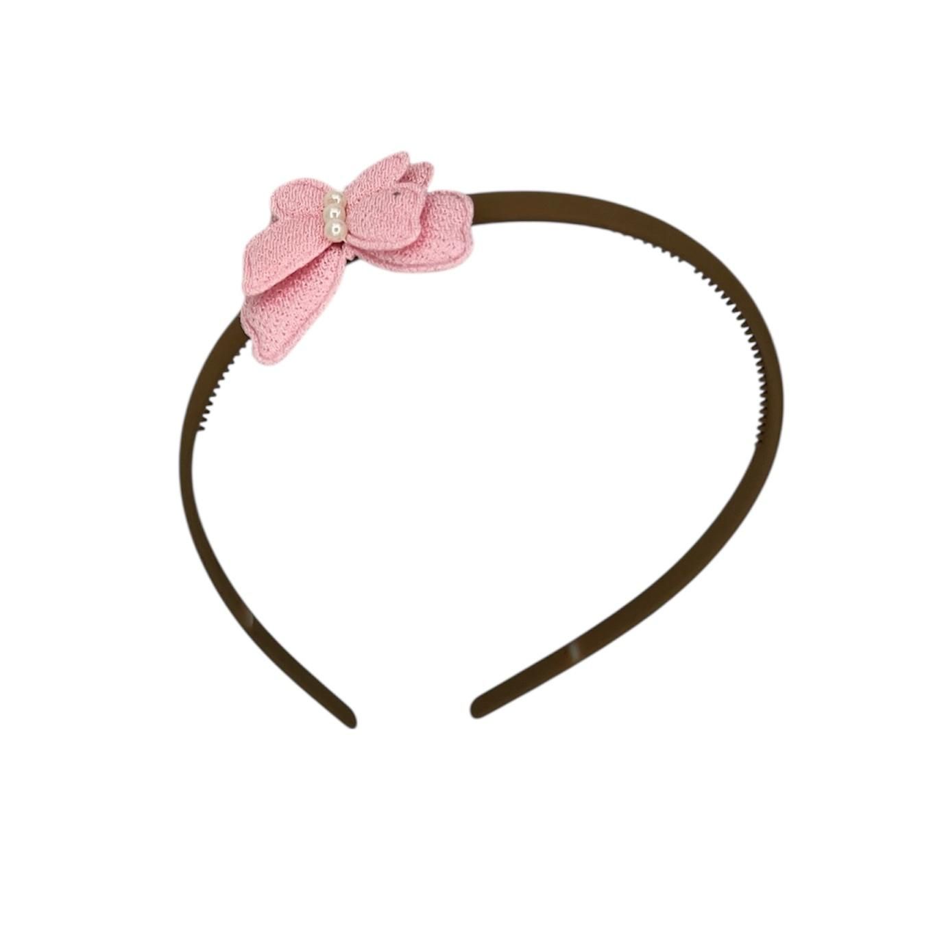 Diadeem met vlinder - khaki diadeem - velvet - lichtroze