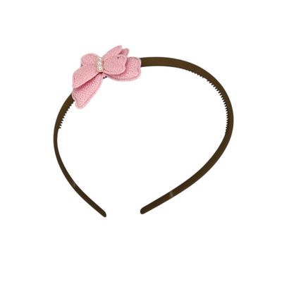 Diadeem met vlinder - khaki diadeem - velvet - lichtroze