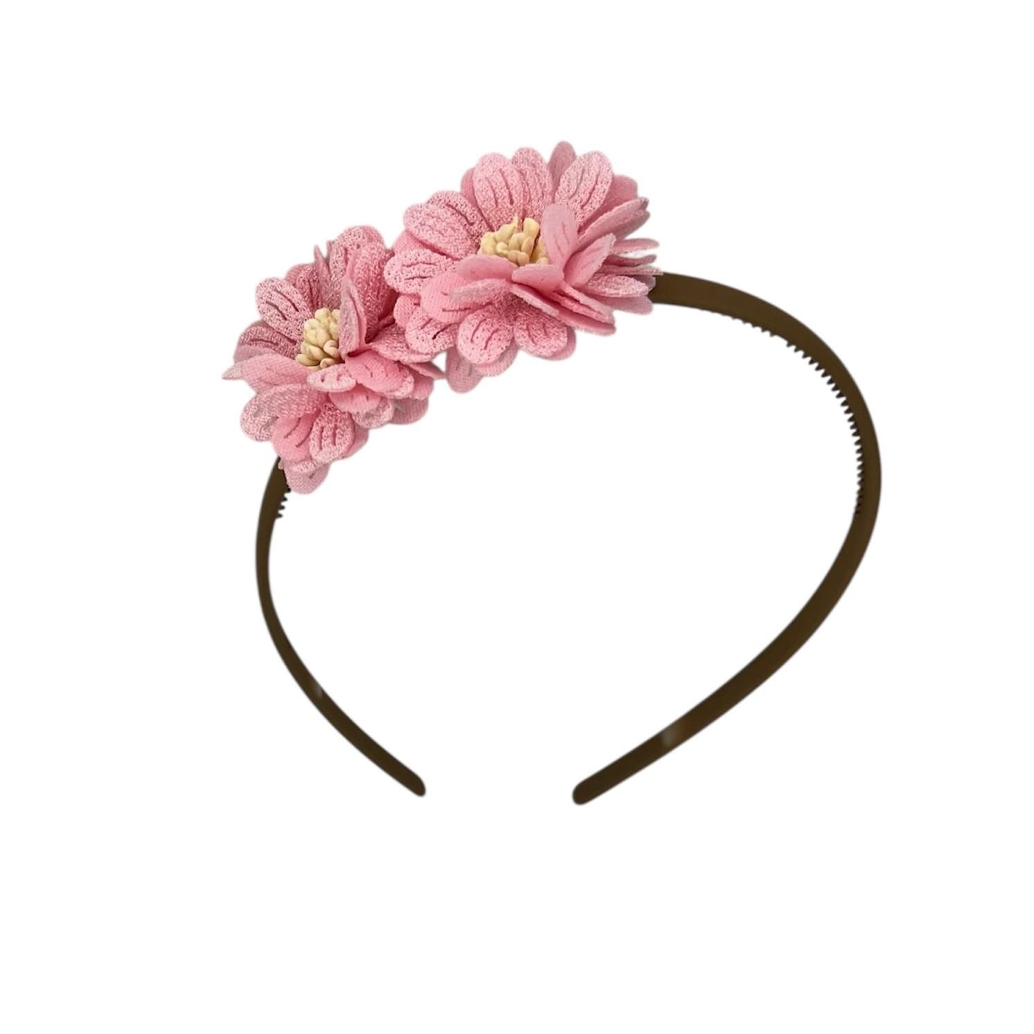 Diadeem blossem - bloemen - flower - khaki kleur diadeem - roze