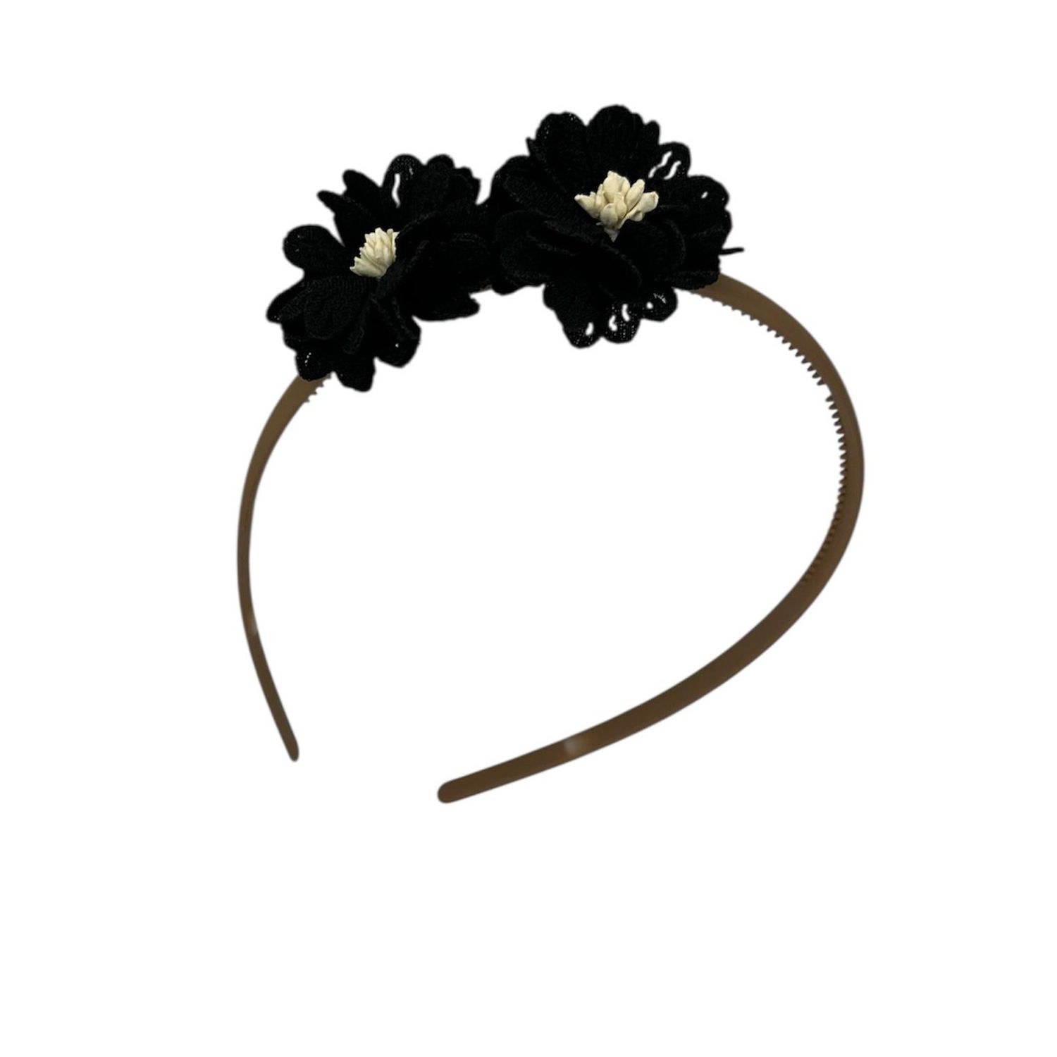 Diadeem blossem - bloemen - flower - khaki kleur diadeem - zwart