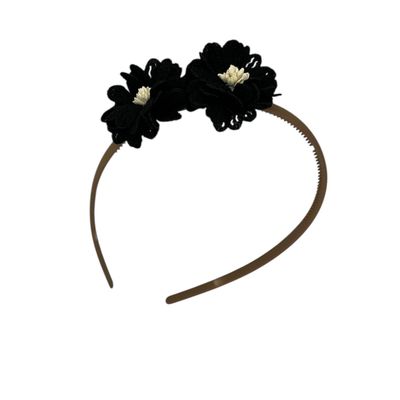 Diadeem blossem - bloemen - flower - khaki kleur diadeem - zwart