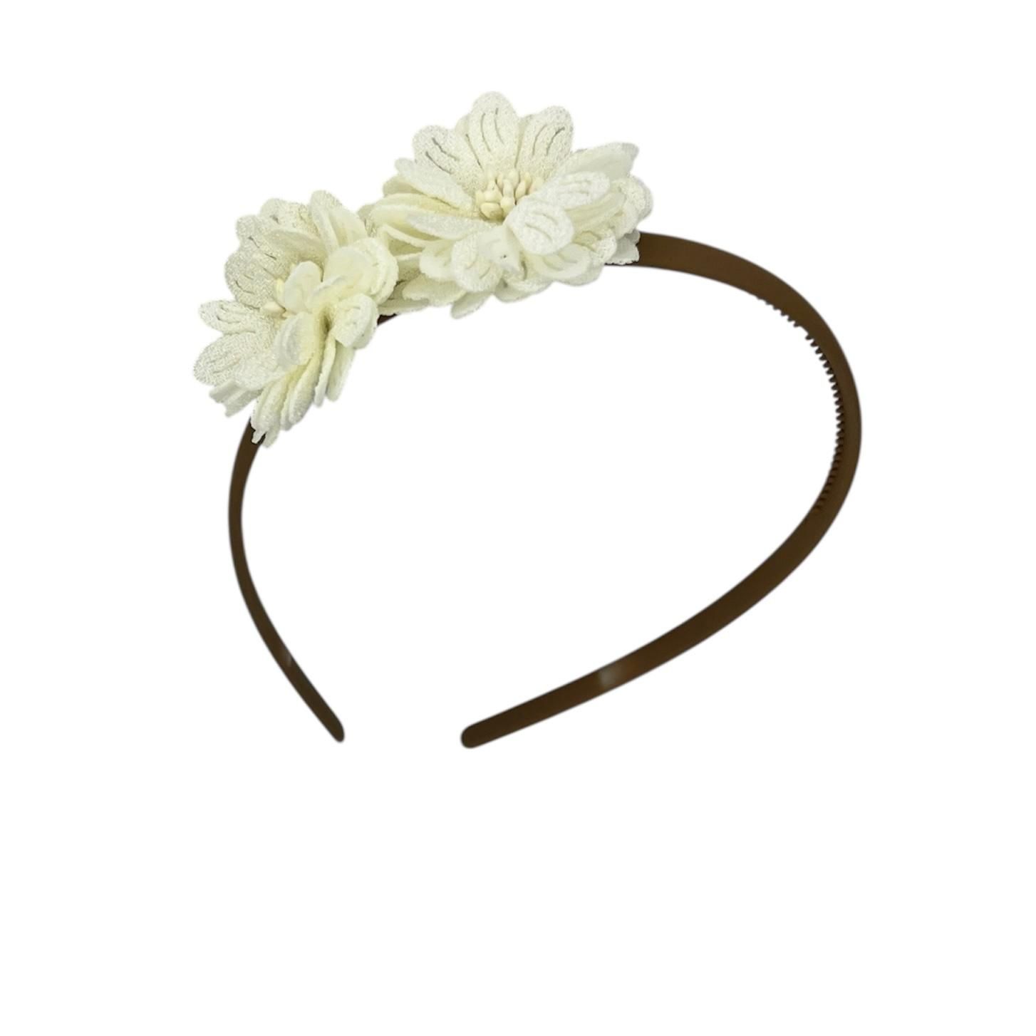 Diadeem blossem - bloemen - flower - khaki kleur diadeem - crème