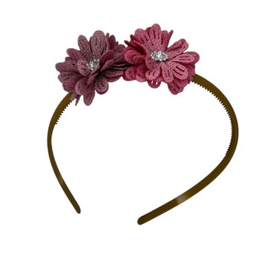 Diadeem blossem - bloemen - flower - glinsterend - steentje - khaki kleur diadeem - kerst - feestdagen - paars