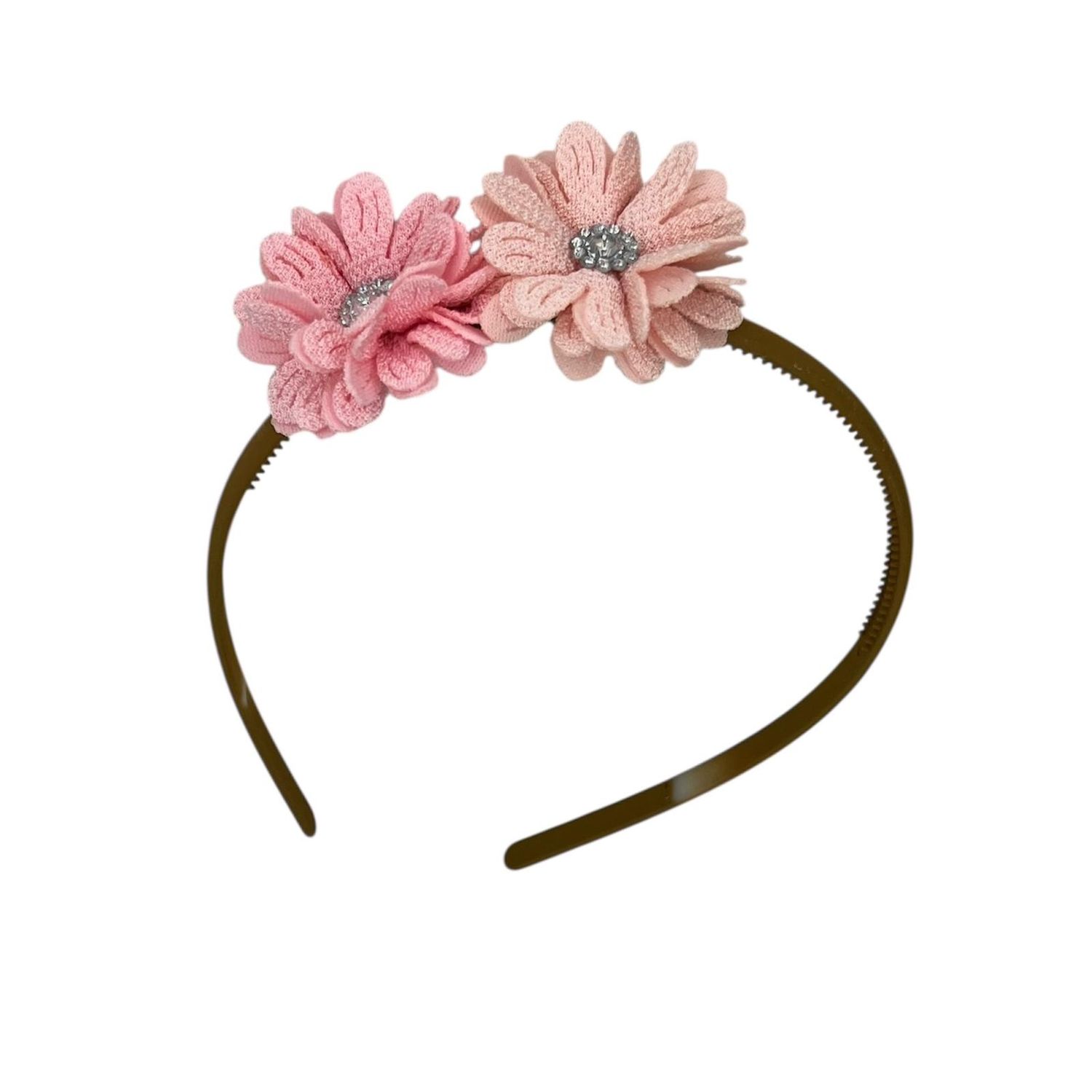 Diadeem blossem - bloemen - flower - glinsterend - steentje - khaki kleur diadeem - kerst - feestdagen - roze