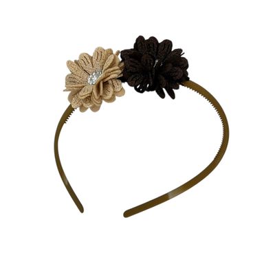 Diadeem blossem - bloemen - flower - glinsterend - steentje - khaki kleur diadeem - kerst - feestdagen - khaki/bruin