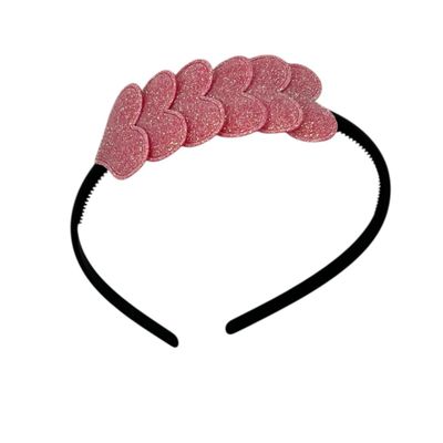 Diadeem met hartjes - kerstcollectie - glitters - hart - roze - zwarte diadeem