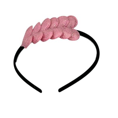 Diadeem met hartjes - kerstcollectie - glimmend - hart - lichtroze - zwarte diadeem